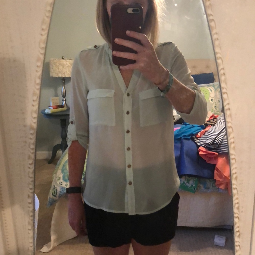 Sheer seafoam top